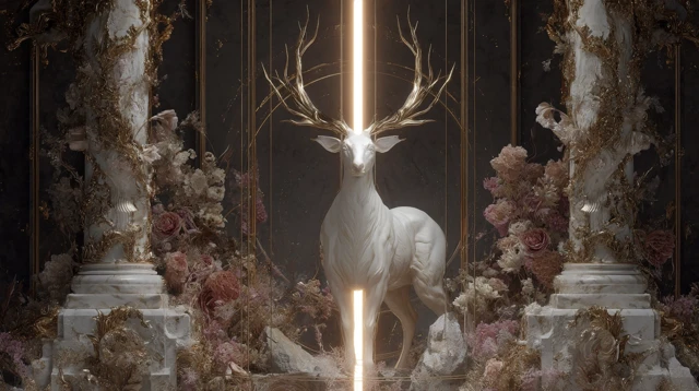 Ethereal Creature in Gothic Hall 4K
