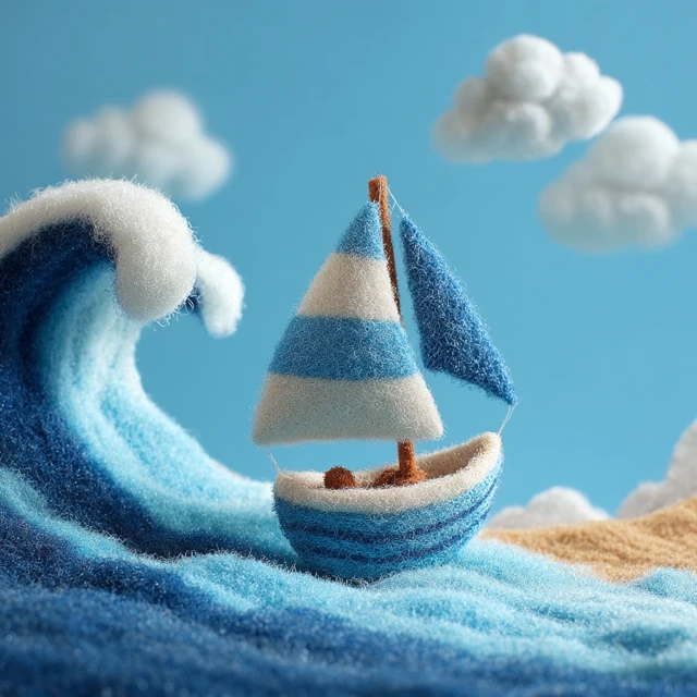 Plush Sailboat on a Plush Sea