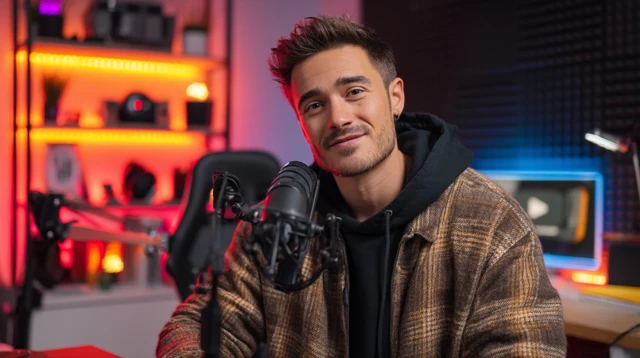 YouTube Content Creator in Modern Studio