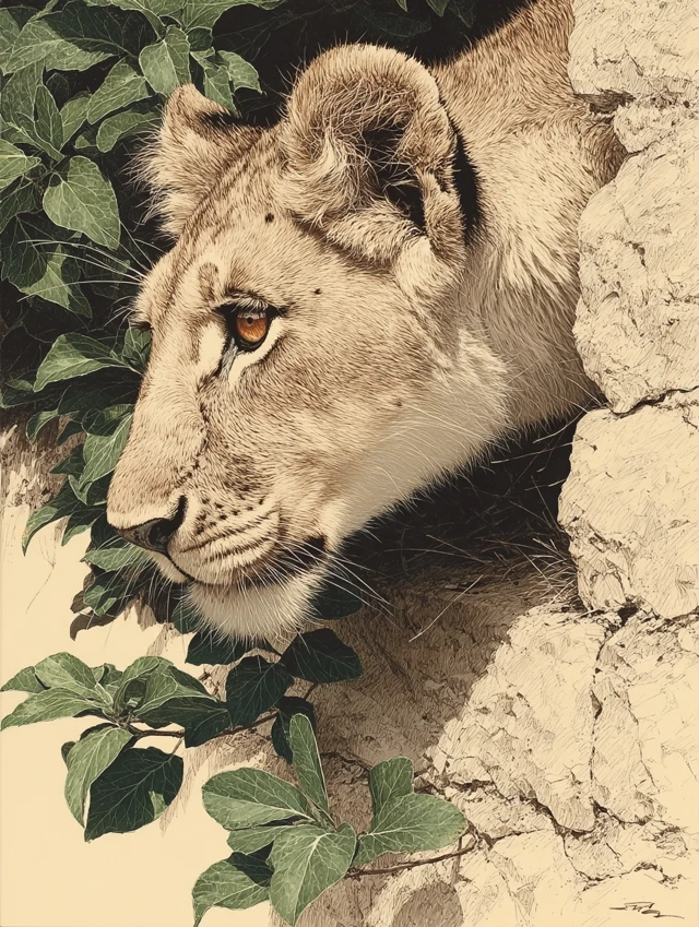 Wildlife Art Lion Cub by Ian Carl Brenders