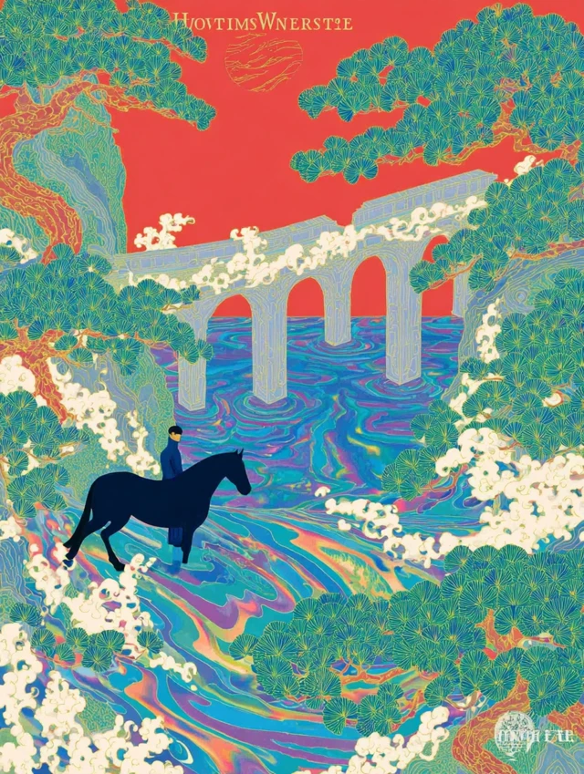 Surreal Fantasy Illustration Horse and Landscape