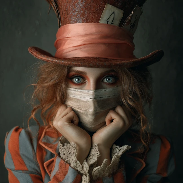 Female Mad Hatter with Mask A Fantasy Portrait