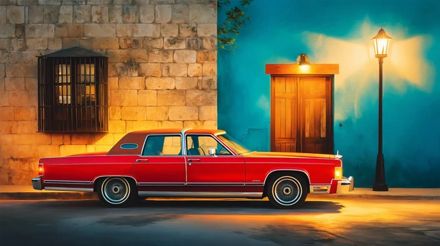 Classic Car Oil Painting Cinematic Texture Art