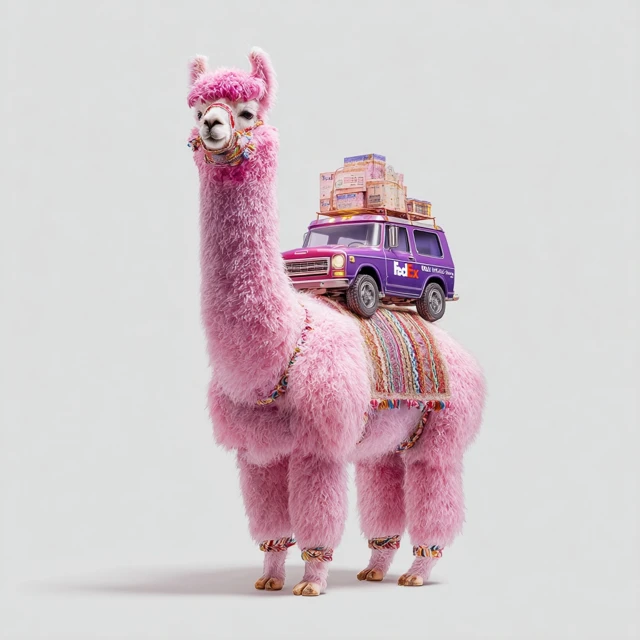 Pink Alpaca on Truck