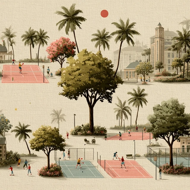 Vintage Pickleball Wallpaper Soft Pink and Green
