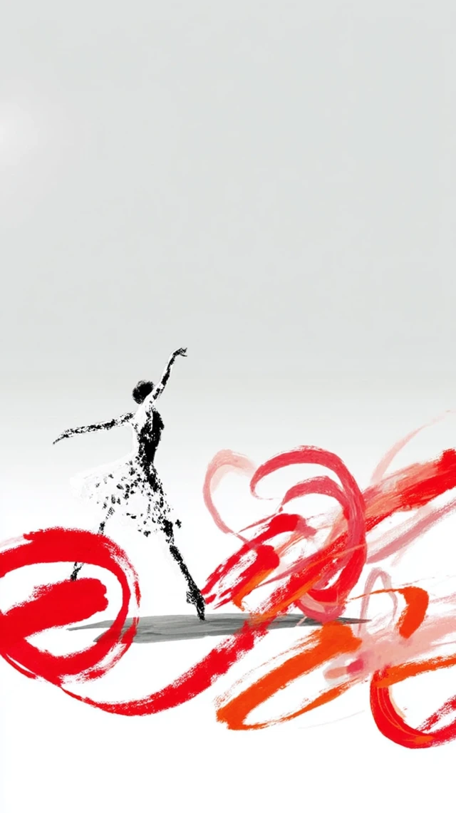Painted Dancer Spinning in Dynamic Abstract Art