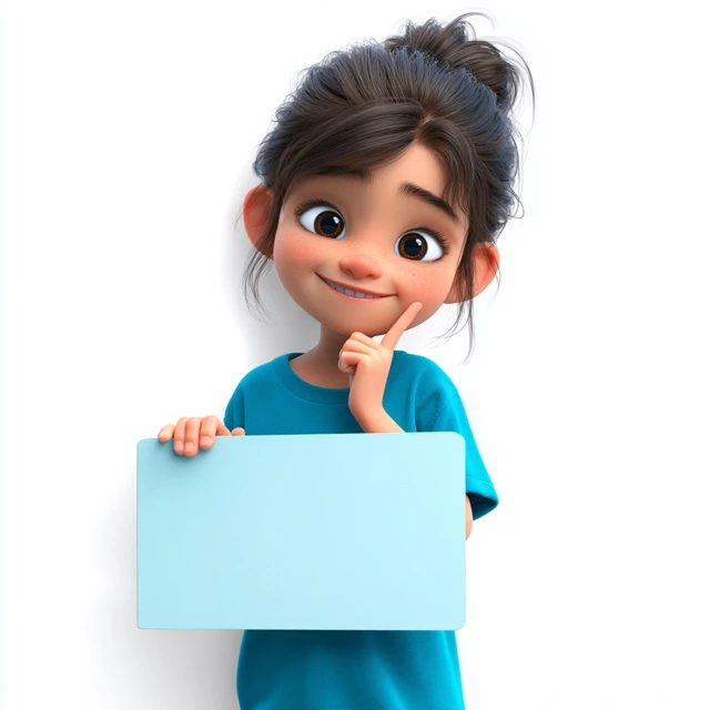 Happy Girl Holding Sign Board Cartoon Animation 3D