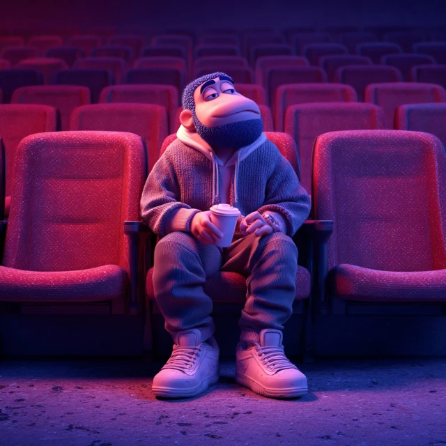 Drake in a Pixar 3D Animation Movie Theater