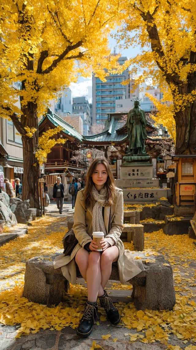 Autumn in Japan Japanese Woman in Park