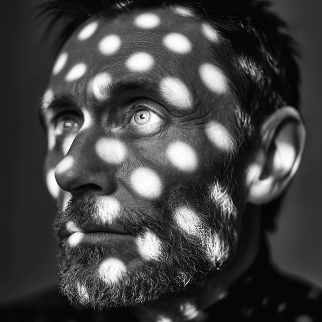 Contemplative Man in Black and White Portrait