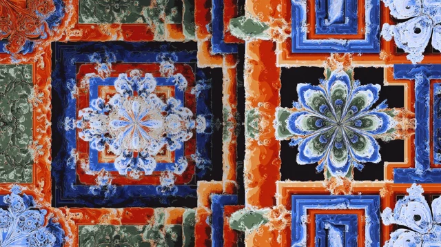 Dancheong Pattern with Geometric Designs Artistic Illustration
