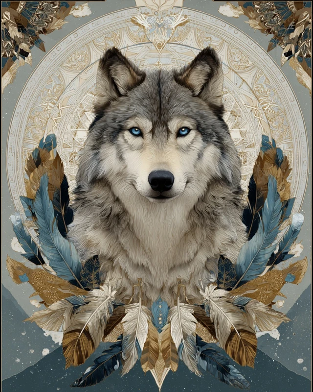 Stylized Wolf Illustration Majestic and Powerful