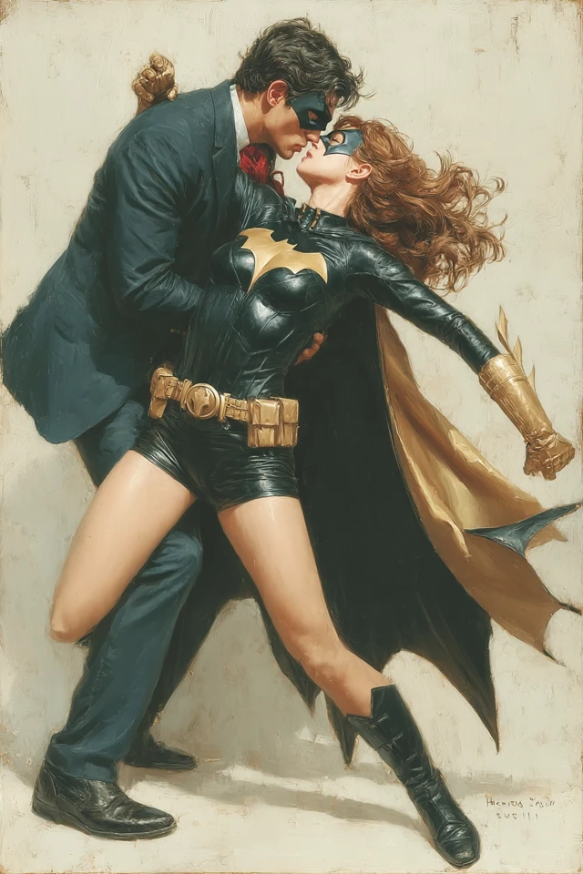 Batgirl Falling Painting Action Hero Art