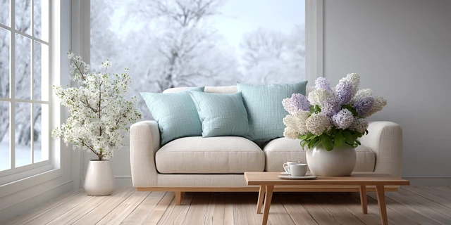 Minimalist Living Room Design with Snowy View