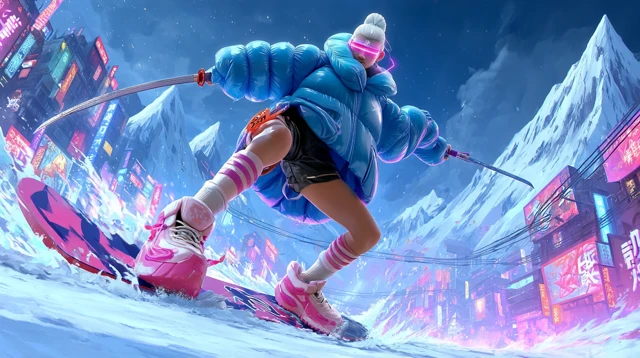 Futuristic Warrior PAIRE Snowboarding Anime