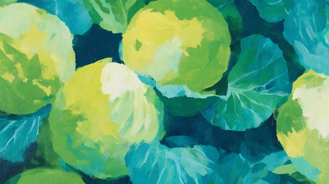 Pop Art Cabbages Acrylic Painting Modern Graphic