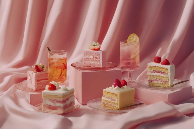 Delicious Sweets and Drinks on a Pink Table