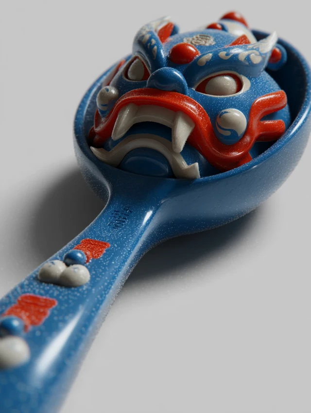 Pet Food Scoop with Peking Opera Mask Design 3D Render
