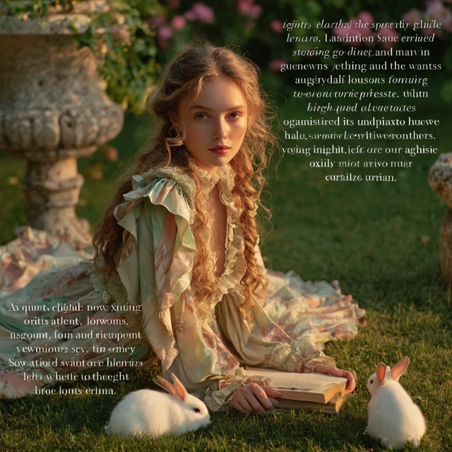 Elegant Girl in Garden Quiet Luxury Aesthetic