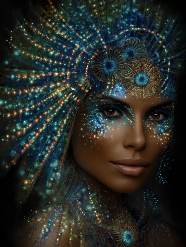 Cyber Baroque Female Bioluminescent Art