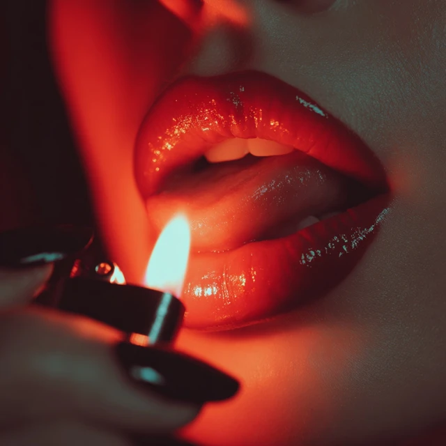 Glossy Red Lips Edgy Retro Glamour Photography