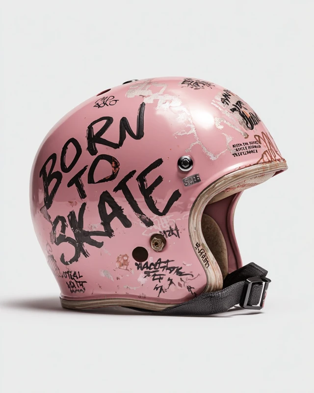 Pink Skateboard Helmet Born To Skate Product Photo