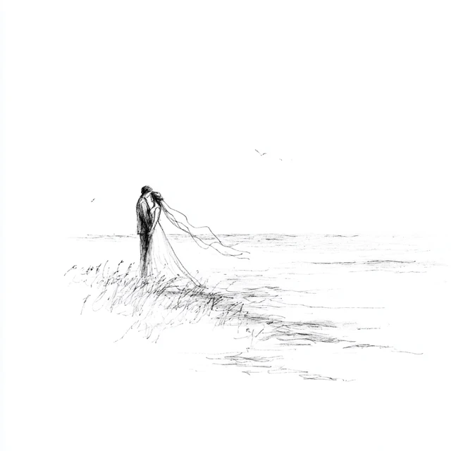 Minimalist Wedding Ink Line Drawing