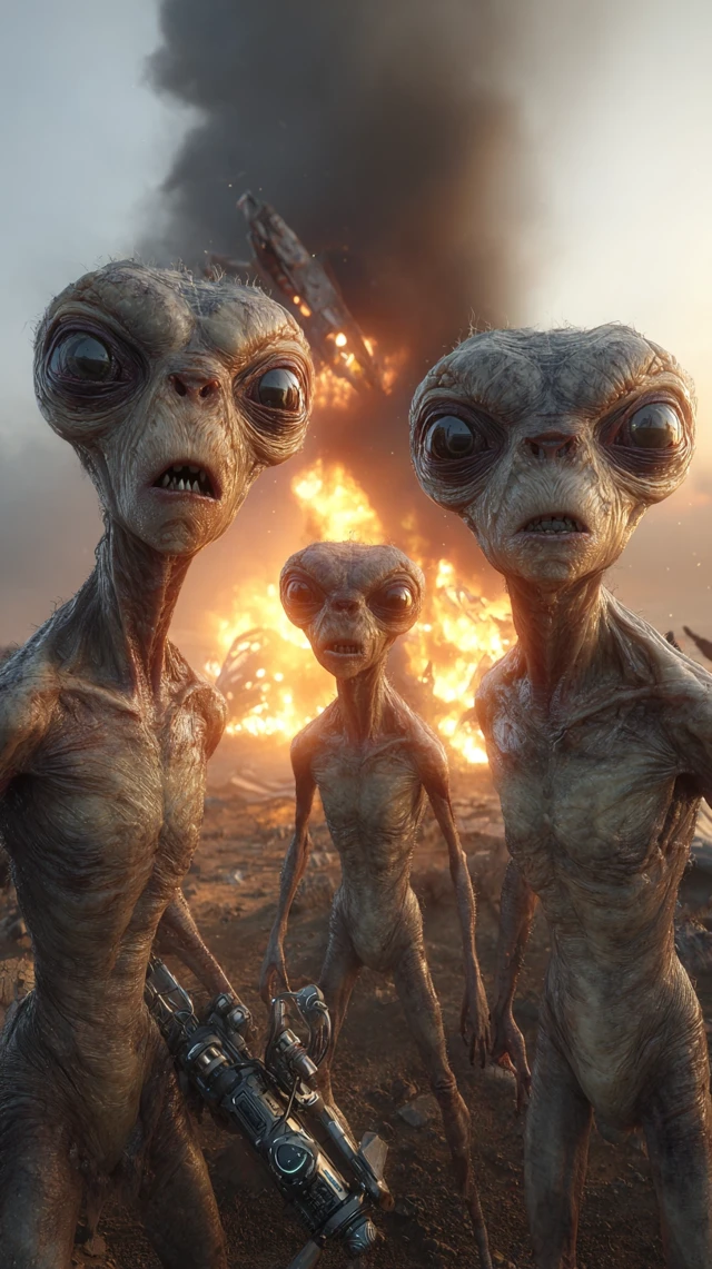 Alien Crash Landing Photo Realistic Sci Fi Art