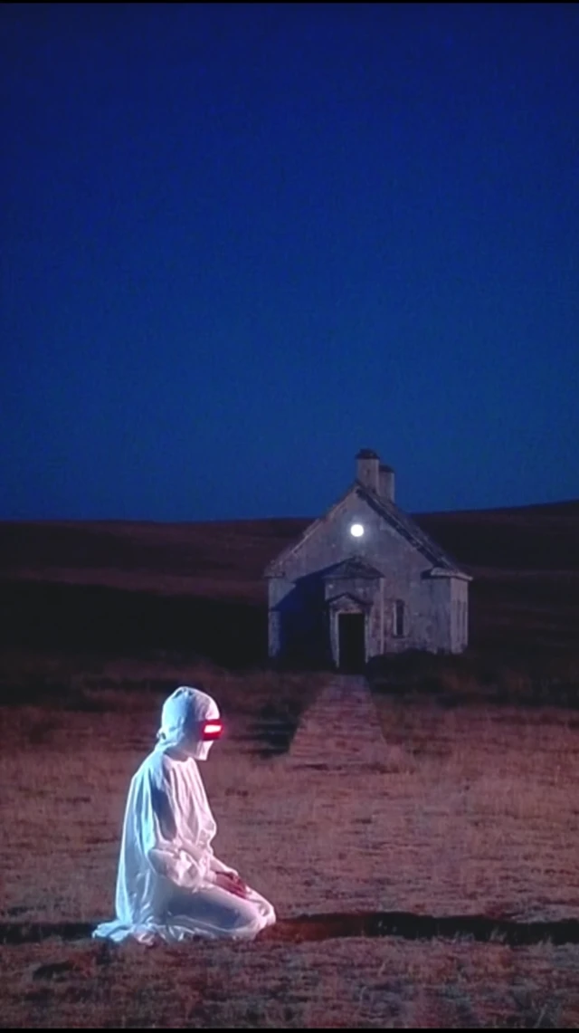 Mystic Scene with Robed Figure and Pyramid Surreal
