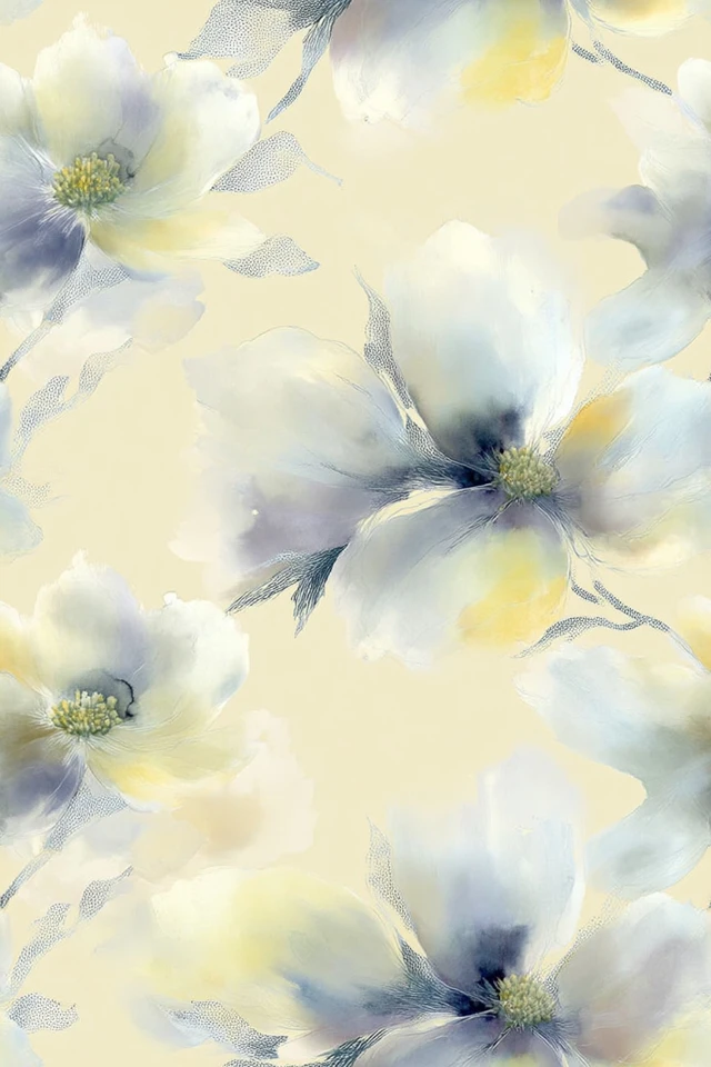Elegant Dogwood Flower Seamless Pattern Art Nouveau