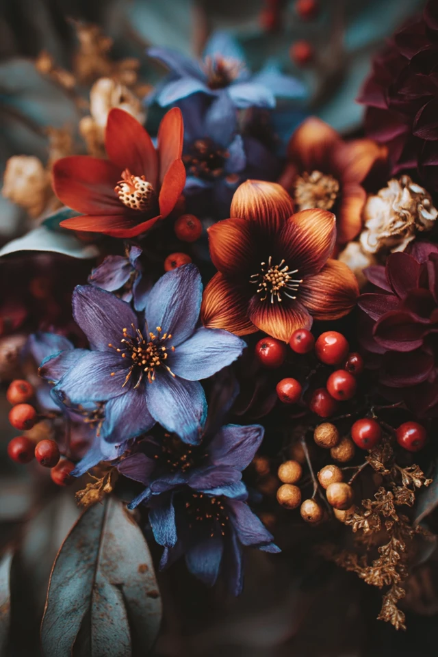 Winter Flower Bouquet Jewel Tones