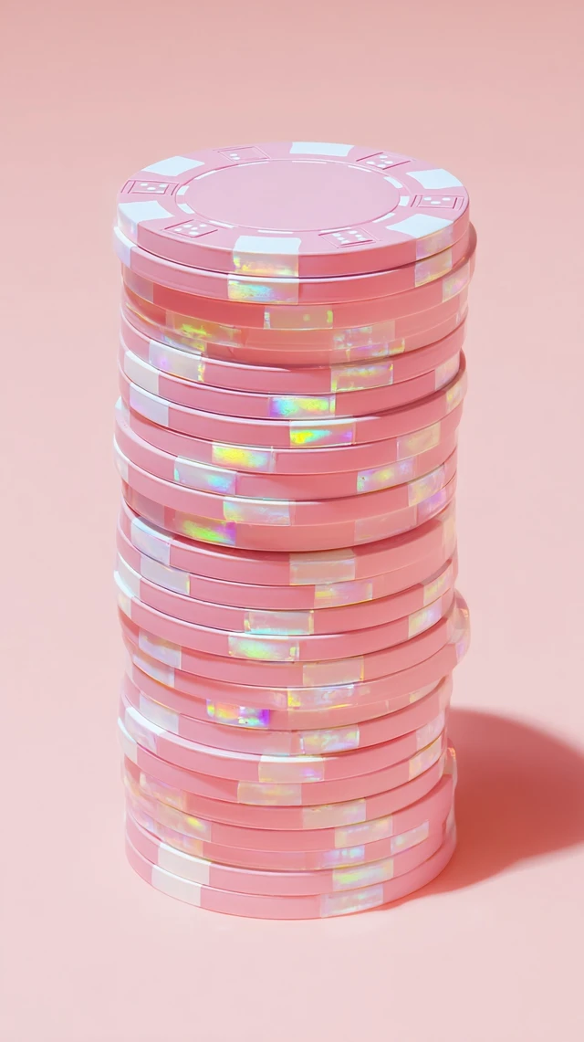 Pink and White Casino Poker Chips Luxury Product Photo