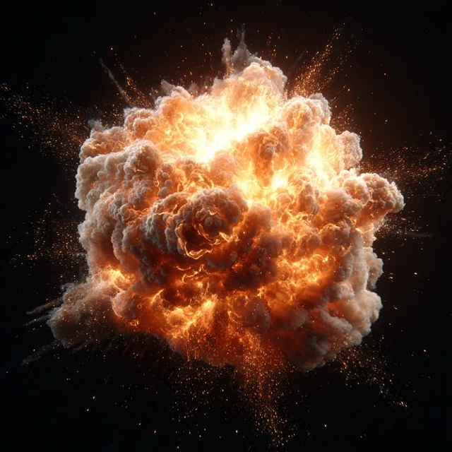 Explosive Detonation Frozen in Time 8K Rendering