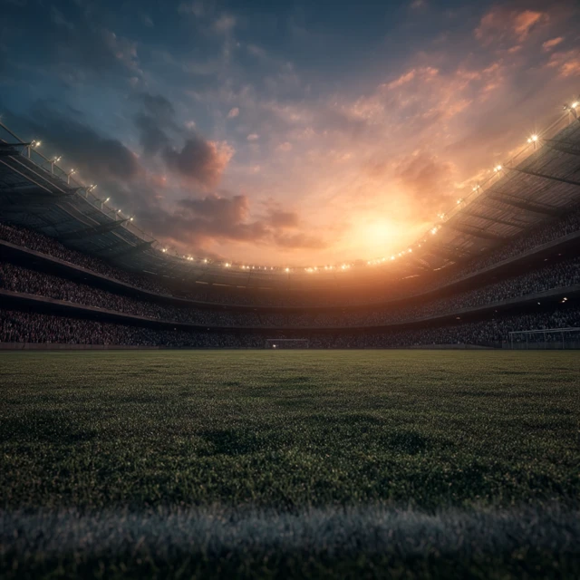 Soccer Stadium Sunset Atmosphere