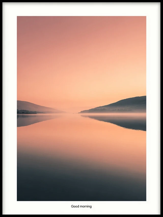 Sunrise Lake Reflection Good Morning Minimalist Poster