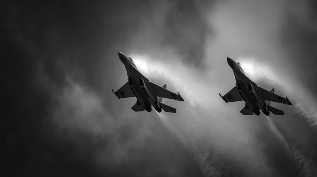 Fighter Jets in Flight Black and White Aesthetic