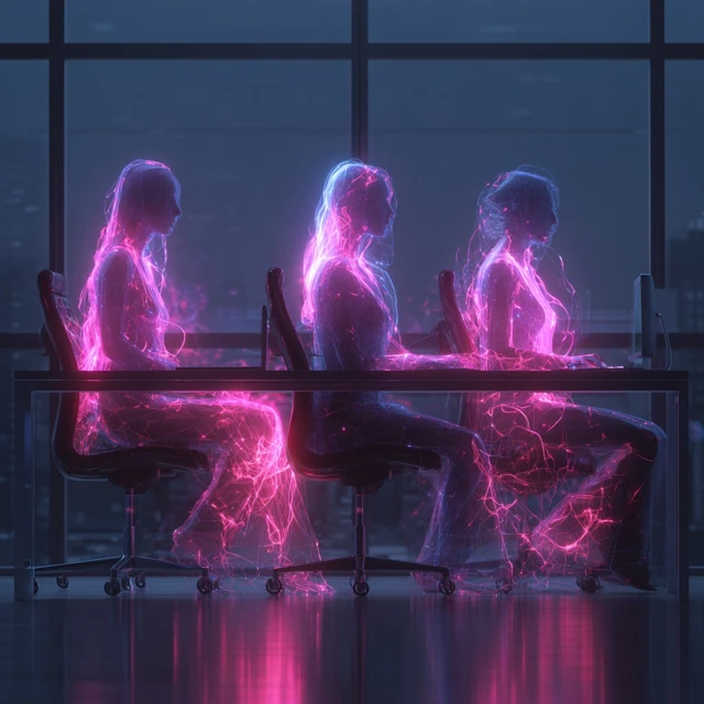 Futuristic Boss Ladies Neon Silhouette