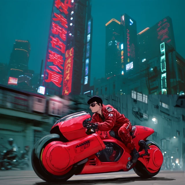 Akira Inspired Anime Racer on Futuristic Motorcycle