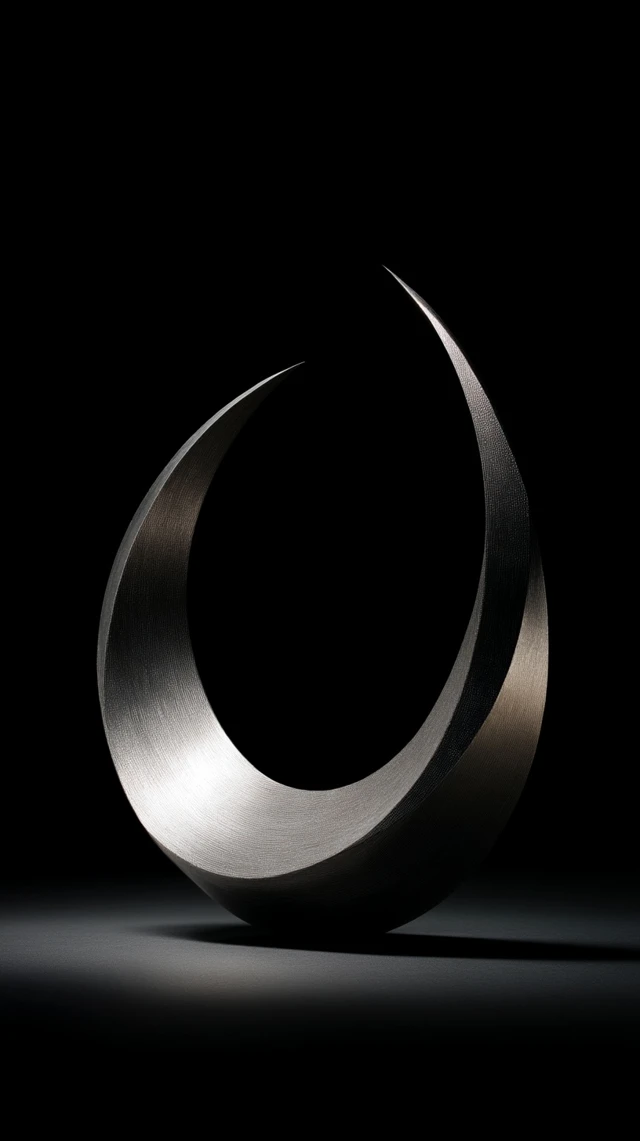 Minimalist Metallic Crescent Sculpture Abstract Design