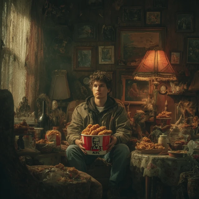KFC Fried Chicken Meal Realistic Home Scene