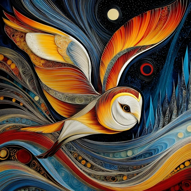 Owl in Flight Abstract Art