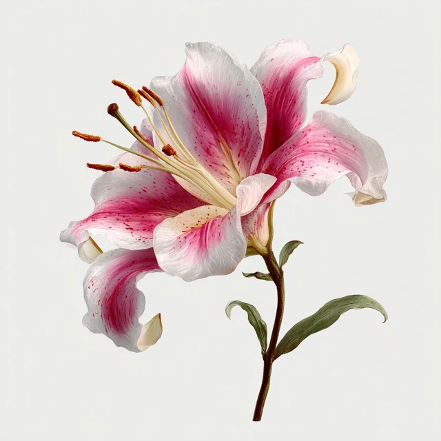 Blooming Lily Flower Botanical Illustration