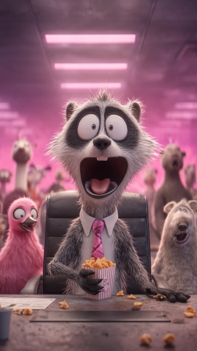 Chaotic Office Animals 3D Illustration