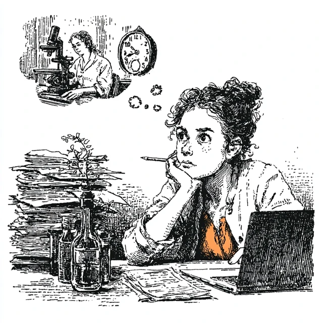 Tired Researcher Medieval Illustration