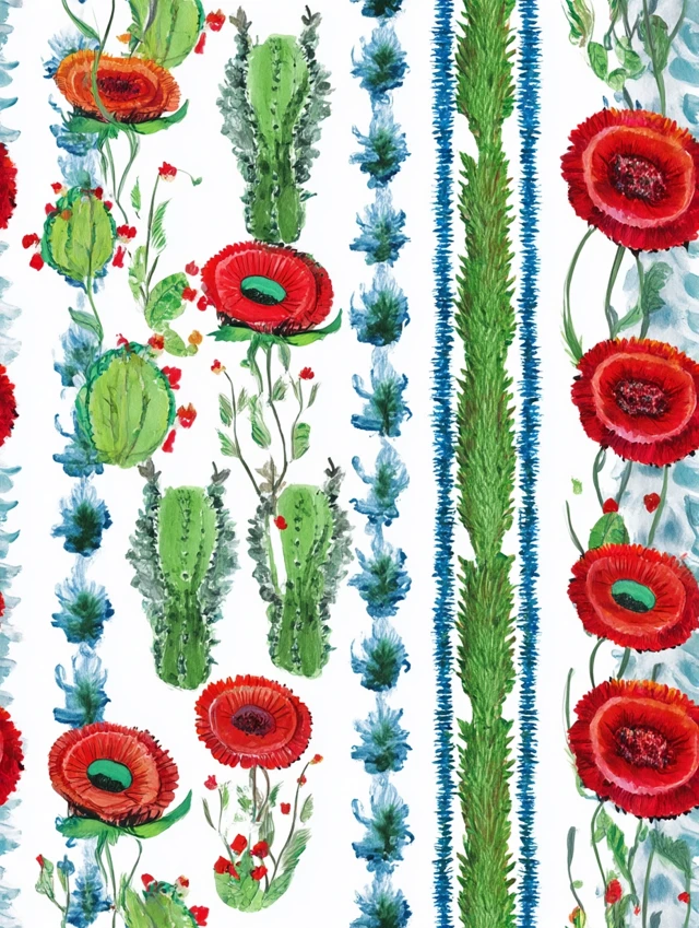 Watercolor Floral Textile Pattern Decorative Plants
