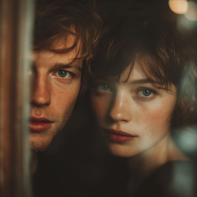 Couple Portraits Brown Hair Blue Eyes