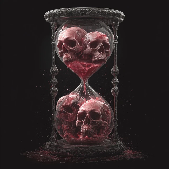 Evil Hourglass with Skulls Realistic Design