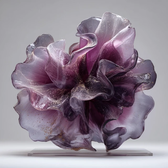 Frosted Glass Flower 3D Art Transparency