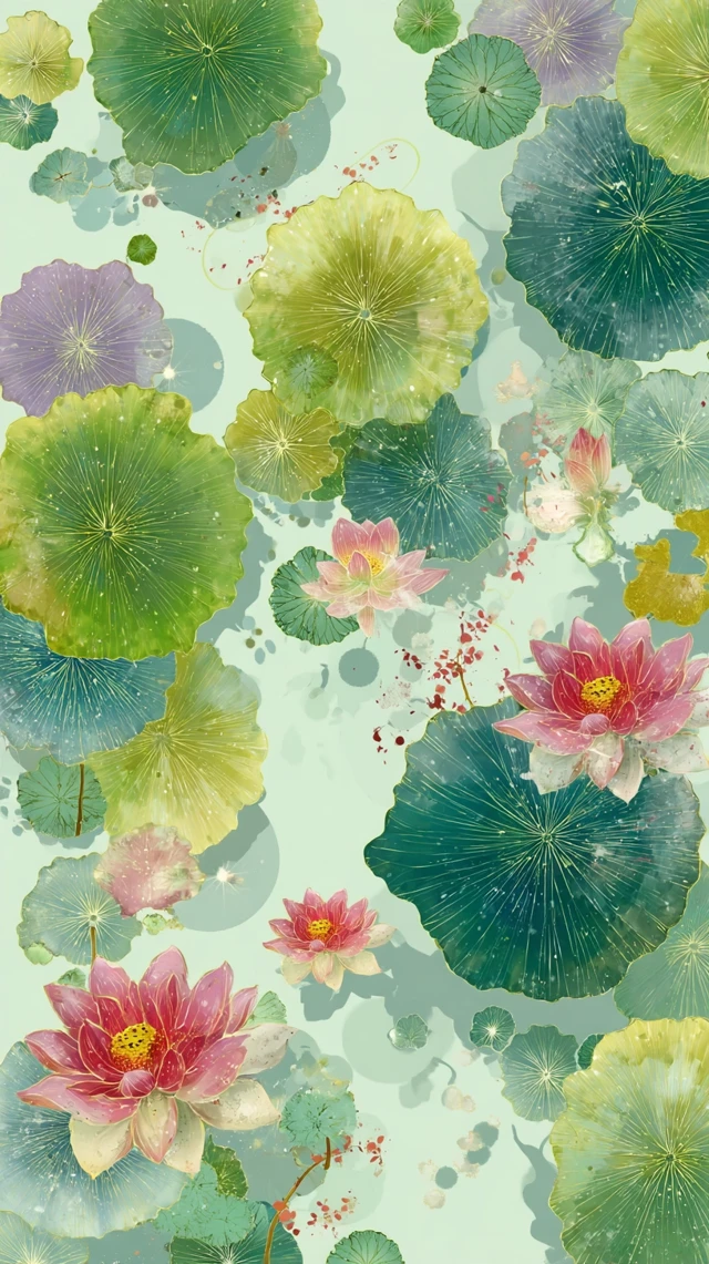 Lotus Leaf Art Floral Pattern Design