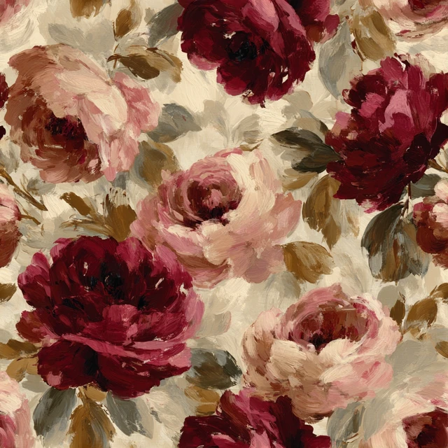 Seamless Rose Pattern Hand Painted Oil Painting